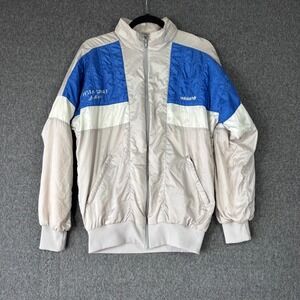 Vintage Adidas Testa Sport Moritz Track Jacket Silver Blue Mens XS Windbreaker